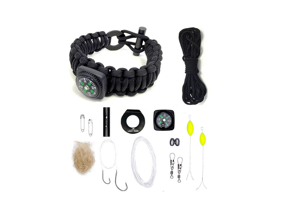 The Ultimate Paracord Survival Bracelet Kit by LAST MAN Survival Gear  (Black)